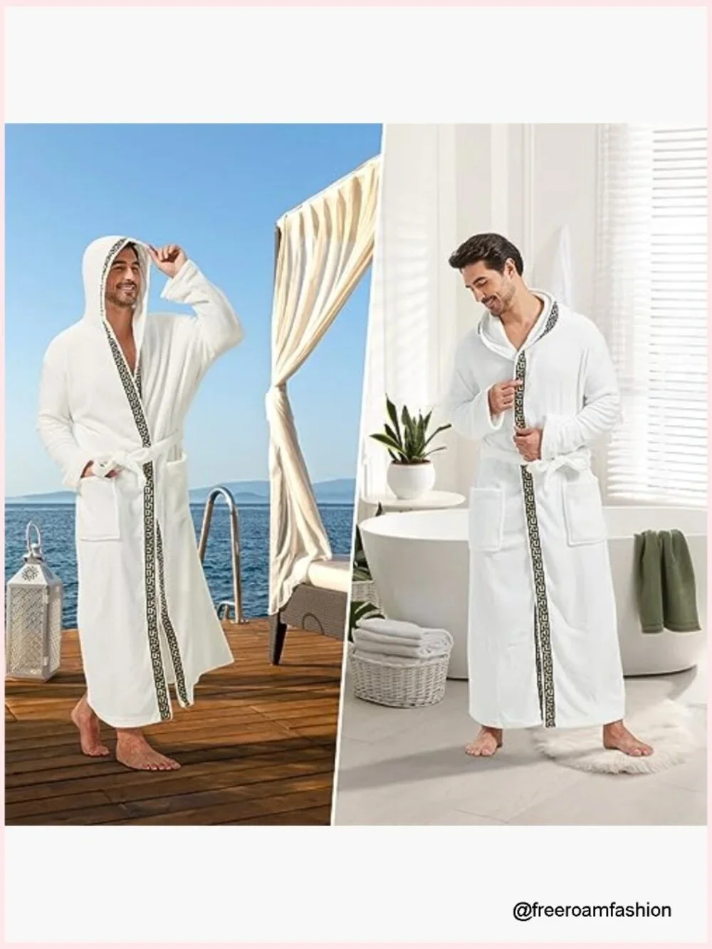 Large Big and Tall Flannel Fleece Hooded Bathrobe Long House Coat